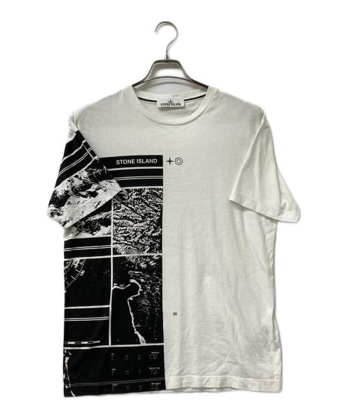 STONE ISLAND（ストーンアイランド）STONE ISLAND (ストーンアイランド) 半袖Tシャツ プリントカットソー ホワイト サイズ:Lの古着・服飾アイテム