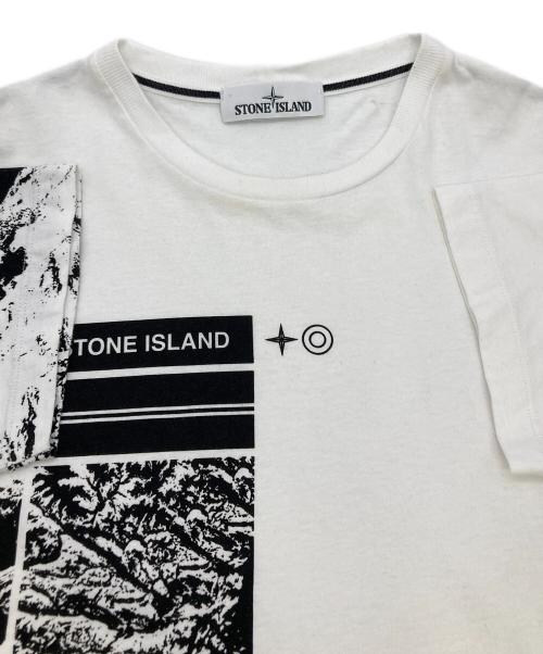 STONE ISLAND（ストーンアイランド）STONE ISLAND (ストーンアイランド) 半袖Tシャツ プリントカットソー ホワイト サイズ:Lの古着・服飾アイテム