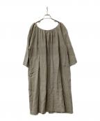 Veritecoeurヴェリテクール）の古着「ワンピース リネン2WAYギャザーワンピース」｜ブラウン