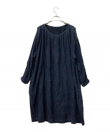 980y*ネストローブ nest Robe インディゴ染 刺繍リネン ワンピース 中古・古着通販】nest Robe (ネストローブ) 長袖ワンピース インディゴ