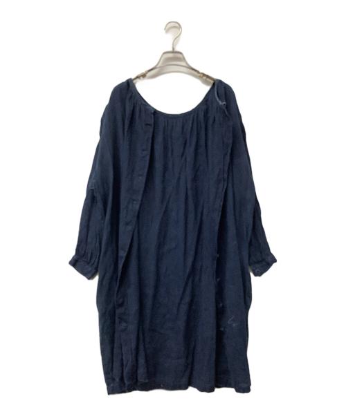 nest Robe（ネストローブ）nest Robe (ネストローブ) 長袖ワンピース インディゴ染めリネンワンピース ネイビー サイズ:不明の古着・服飾アイテム