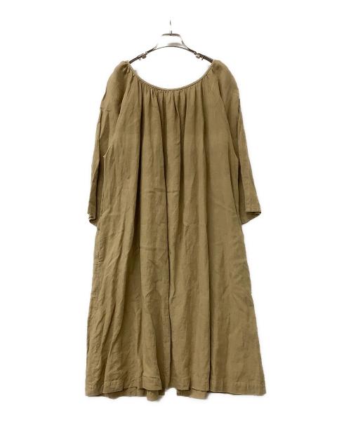 Veritecoeur（ヴェリテクール）Veritecoeur (ヴェリテクール) ワンピース リネン2WAYギャザーワンピース ブラウン サイズ:Fの古着・服飾アイテム