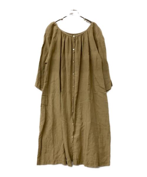 Veritecoeur（ヴェリテクール）Veritecoeur (ヴェリテクール) ワンピース リネン2WAYギャザーワンピース ブラウン サイズ:Fの古着・服飾アイテム