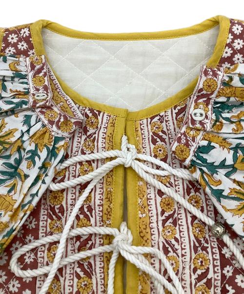 freada（フリーダ）freada (フリーダ) ワンピース IND胸キルト木版ワンピース イエロー×ブラウン サイズ:FREEの古着・服飾アイテム