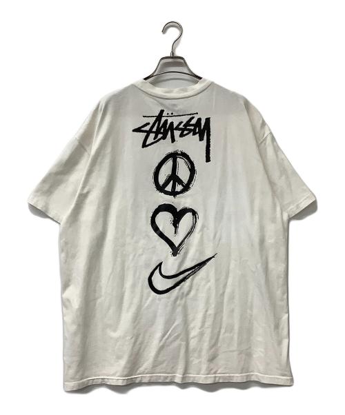 NIKE（ナイキ）NIKE (ナイキ) stussy (ステューシー) 半袖Tシャツ Peace Love Swoosh T-shirt ホワイト サイズ:XLの古着・服飾アイテム
