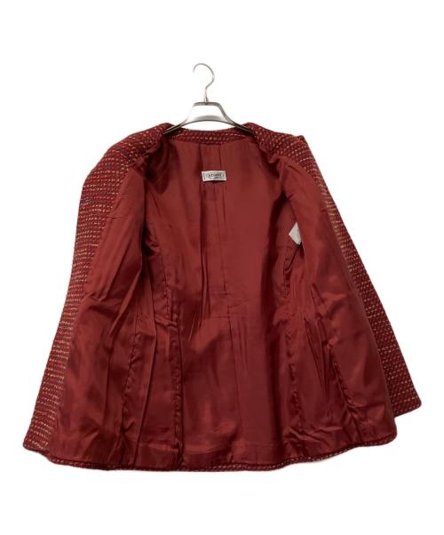 missoni（ミッソーニ）missoni (ミッソーニ) ノーカラージャケット　古着 レッド サイズ:SIZE62の古着・服飾アイテム