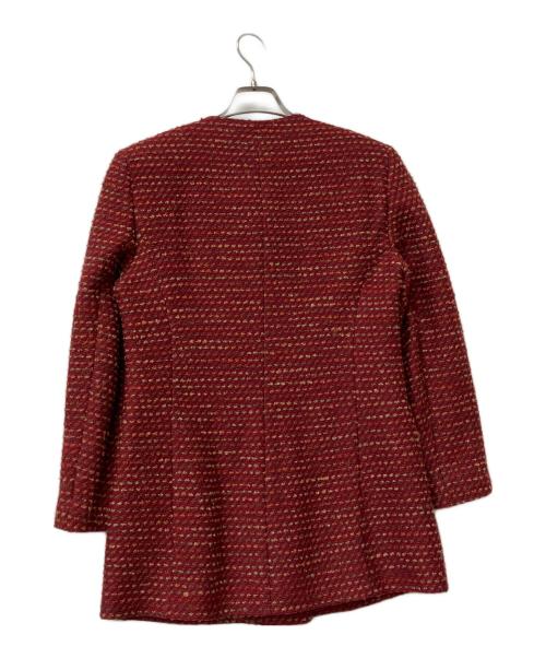 missoni（ミッソーニ）missoni (ミッソーニ) ノーカラージャケット　古着 レッド サイズ:SIZE62の古着・服飾アイテム