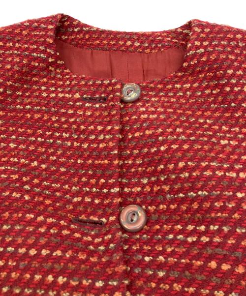 missoni（ミッソーニ）missoni (ミッソーニ) ノーカラージャケット　古着 レッド サイズ:SIZE62の古着・服飾アイテム