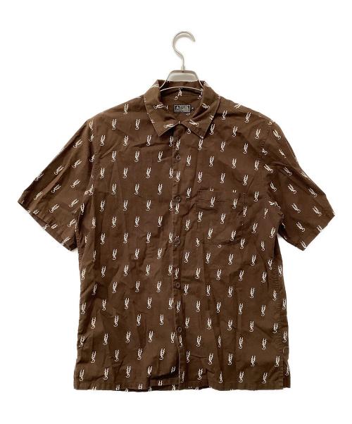 Hysteric Glamour（ヒステリックグラマー）Hysteric Glamour (ヒステリックグラマー) 半袖シャツ モノグラム柄 オープンカラーシャツ ブラウン サイズ:Mの古着・服飾アイテム