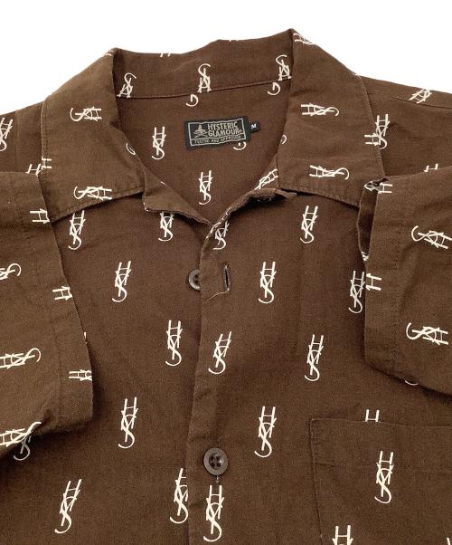 Hysteric Glamour（ヒステリックグラマー）Hysteric Glamour (ヒステリックグラマー) 半袖シャツ モノグラム柄 オープンカラーシャツ ブラウン サイズ:Mの古着・服飾アイテム