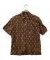 Hysteric Glamour（ヒステリックグラマー）の古着「半袖シャツ モノグラム柄 オープンカラーシャツ」｜ブラウン