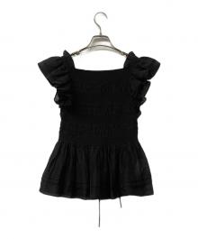 FRAY ID（フレイ アイディー）の古着「ブラウス フリルスリーブシャーリングブラウス」｜ブラック