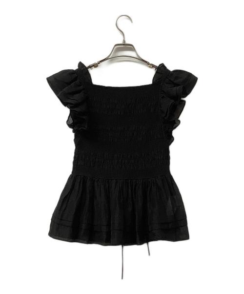 FRAY ID（フレイ アイディー）FRAY ID (フレイ アイディー) ブラウス フリルスリーブシャーリングブラウス ブラック サイズ:Fの古着・服飾アイテム