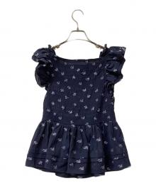 FRAY ID（フレイ アイディー）の古着「ブラウス フリルスリーブシャーリングブラウス」｜ネイビー