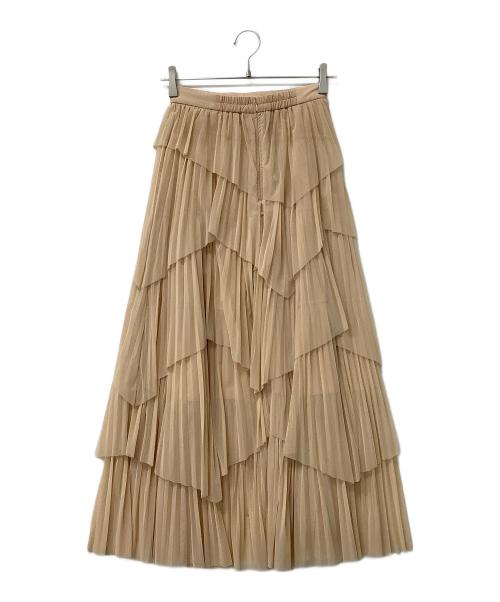 Snidel（スナイデル）Snidel (スナイデル) スカート プリーツティアードチュールスカート ベージュの古着・服飾アイテム