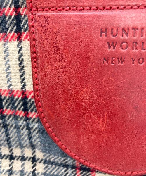 HUNTING WORLD（ハンティングワールド）HUNTING WORLD (ハンティングワールド) ショルダーバッグ　チェック　1・I・2・02 ブラウン×ネイビー×レッドの古着・服飾アイテム