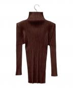 PLEATS PLEASEプリーツプリーズ）の古着「カットソー ハイネックプリーツカットソー」｜エンジ
