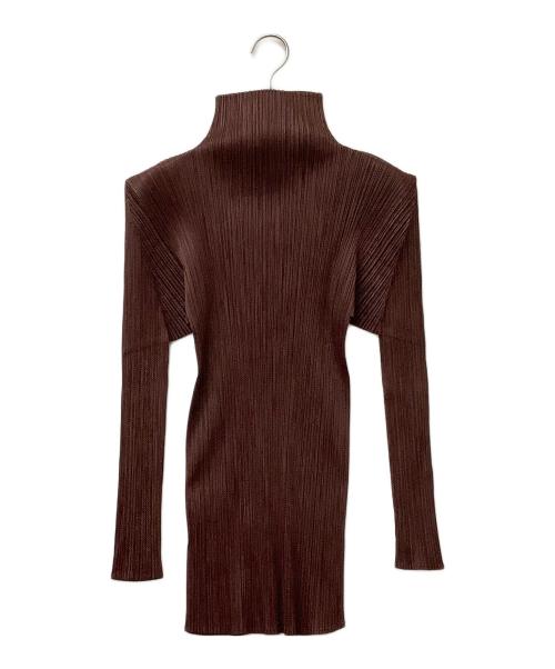 PLEATS PLEASE（プリーツプリーズ）PLEATS PLEASE (プリーツプリーズ) カットソー ハイネックプリーツカットソー エンジ サイズ:3の古着・服飾アイテム