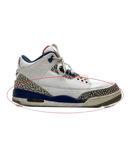 NIKE（ナイキ）NIKE (ナイキ) ハイカットスニーカー AIR JORDAN 3 RETRO OG ホワイト×ブルー サイズ:cm 28の古着・服飾アイテム