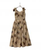 HER LIP TOハーリップトゥ）の古着「キャミソールワンピース Sunflower-Printed Midi Dress」｜ベージュ