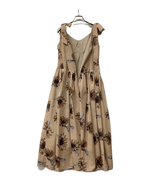 HER LIP TO（ハーリップトゥ）HER LIP TO (ハーリップトゥ) キャミソールワンピース Sunflower-Printed Midi Dress ベージュ サイズ:Mの古着・服飾アイテム