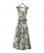 HER LIP TOハーリップトゥ）の古着「ノースリーブワンピース Lady Jane Chiffon Dress」｜ホワイト×グレー