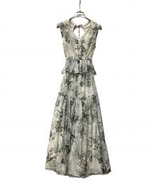 HER LIP TO（ハーリップトゥ）の古着「ノースリーブワンピース Lady Jane Chiffon Dress」｜ホワイト×グレー