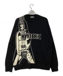 Hysteric Glamour（ヒステリックグラマー）の古着「薄手ニット フライングV 編込セーター ギターガール」｜ブラック×ベージュ