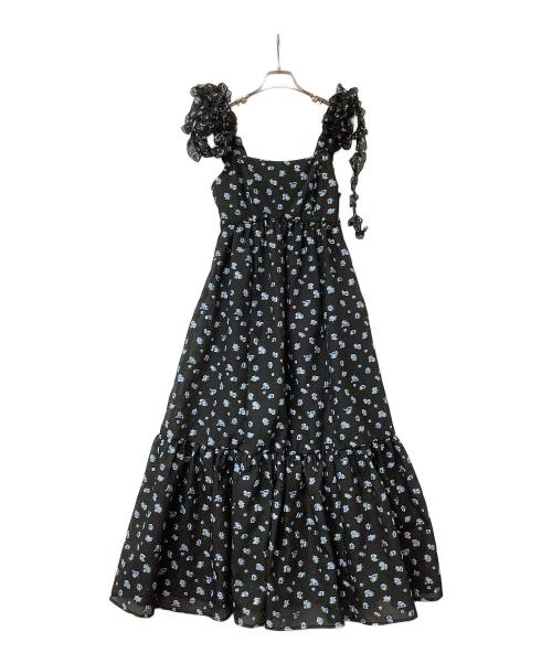Snidel（スナイデル）Snidel (スナイデル) ワンピース リボンジャガードキャミワンピース ブラック×ブルーの古着・服飾アイテム