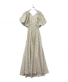 Lily Brown（リリーブラウン）の古着「バックリボンボリュームスリーブワンピース」｜ホワイト×イエロー