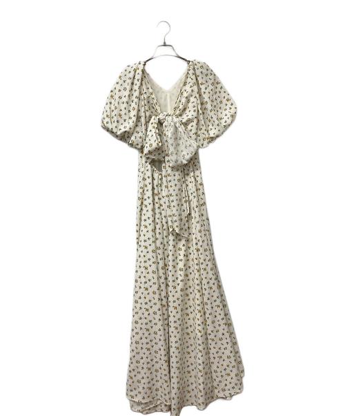 Lily Brown（リリーブラウン）Lily Brown (リリーブラウン) バックリボンボリュームスリーブワンピース ホワイト×イエロー サイズ:1の古着・服飾アイテム