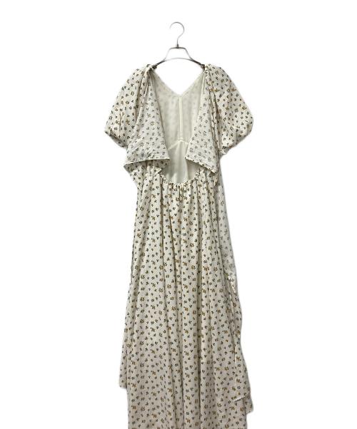 Lily Brown（リリーブラウン）Lily Brown (リリーブラウン) バックリボンボリュームスリーブワンピース ホワイト×イエロー サイズ:1の古着・服飾アイテム