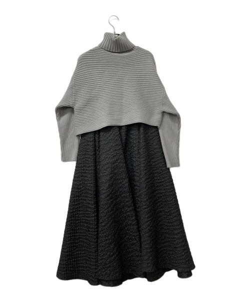 Snidel（スナイデル）Snidel (スナイデル) アシメショートニットコンビワンピ グレーの古着・服飾アイテム