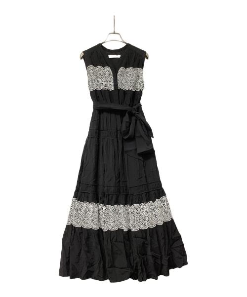 HER LIP TO（ハーリップトゥ）HER LIP TO (ハーリップトゥ) ワンピース Scala Lace-Trimmed Dress ブラック×ホワイト サイズ:Sの古着・服飾アイテム