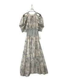 Snidel（スナイデル）の古着「ワンピース フリンジウエストリブワンピース」｜ホワイト×グレー