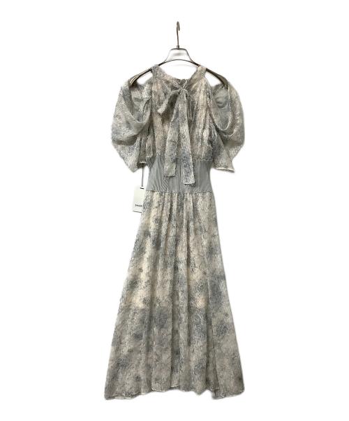 Snidel（スナイデル）Snidel (スナイデル) ワンピース フリンジウエストリブワンピース ホワイト×グレーの古着・服飾アイテム