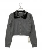 Snidelスナイデル）の古着「カーディガン ビジューカラーニットカーディガン」｜グレー×ブラック