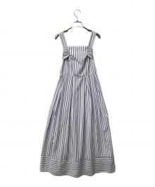 HER LIP TO（ハーリップトゥ）の古着「ワンピース Multi-Way Back Ribbon Stripe Dress」｜ブルー×ホワイト
