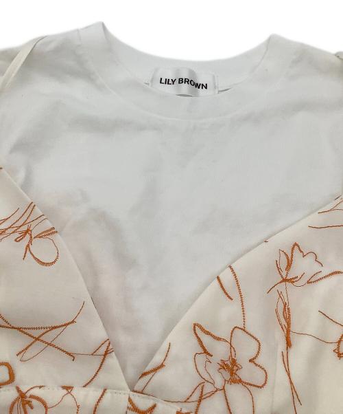Lily Brown（リリーブラウン）Lily Brown (リリーブラウン) ワンピース 刺繍キャミワンピースセット ホワイト×オレンジ サイズ:Fの古着・服飾アイテム