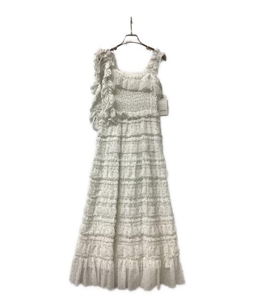 Snidel（スナイデル）Snidel (スナイデル) ワンピース ショルダーリボンキャミワンピース ホワイト×ブラックの古着・服飾アイテム