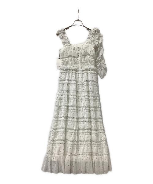 Snidel（スナイデル）Snidel (スナイデル) ワンピース ショルダーリボンキャミワンピース ホワイト×ブラックの古着・服飾アイテム