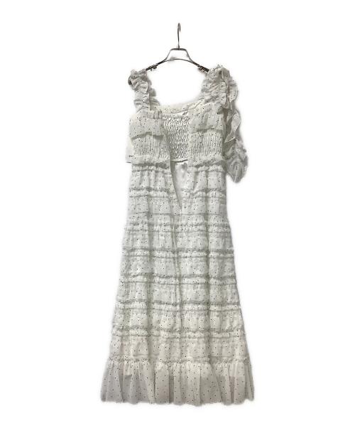 Snidel（スナイデル）Snidel (スナイデル) ワンピース ショルダーリボンキャミワンピース ホワイト×ブラックの古着・服飾アイテム