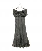 LeJaレジャ）の古着「ワンピース 2WAYレース花柄オフショルダーマーメイドワンピースドレス」｜グレー