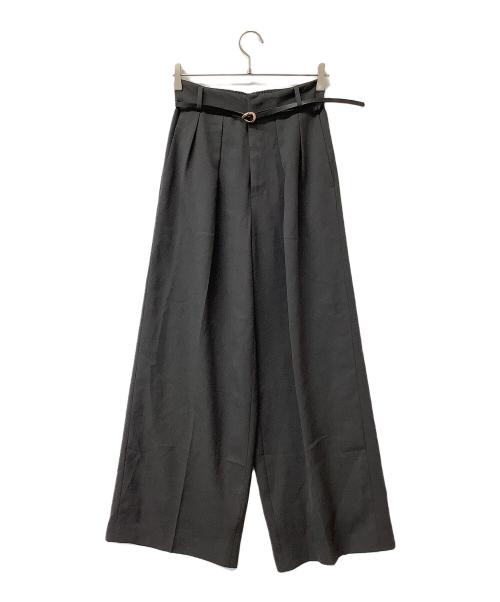 FRAY ID（フレイ アイディー）FRAY ID (フレイ アイディー) パンツ レザーベルテッドワイドストレートパンツ ブラック サイズ:1の古着・服飾アイテム