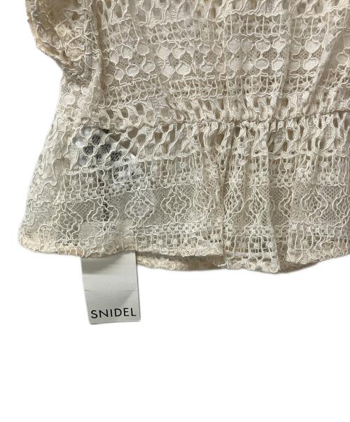 Snidel（スナイデル）Snidel (スナイデル) 半袖ブラウス レースボウタイブラウス ベージュ サイズ:ONE SIZEの古着・服飾アイテム