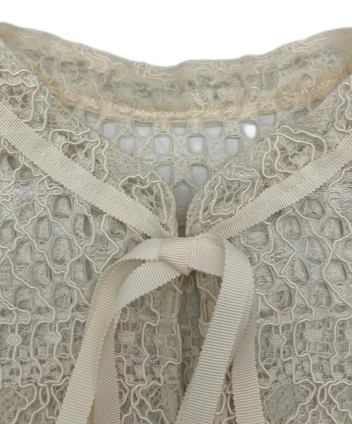 Snidel（スナイデル）Snidel (スナイデル) 半袖ブラウス レースボウタイブラウス ベージュ サイズ:ONE SIZEの古着・服飾アイテム