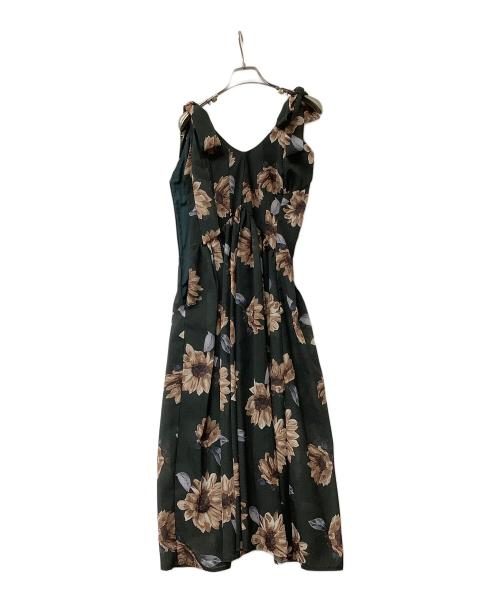HER LIP TO（ハーリップトゥ）HER LIP TO (ハーリップトゥ) ワンピース Sunflower-Printed Midi Dress ブラウン サイズ:Sの古着・服飾アイテム