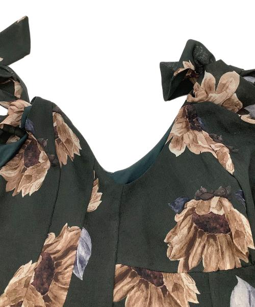 HER LIP TO（ハーリップトゥ）HER LIP TO (ハーリップトゥ) ワンピース Sunflower-Printed Midi Dress ブラウン サイズ:Sの古着・服飾アイテム