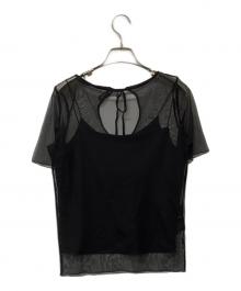 Snidel（スナイデル）の古着「カットソー シアーカットチュールトップス」｜ブラック