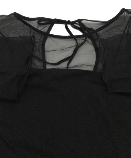 Snidel（スナイデル）Snidel (スナイデル) カットソー シアーカットチュールトップス ブラック サイズ:Fの古着・服飾アイテム